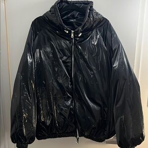 Oversized Black Shiny Puffer Jacket Size M